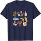 Italian Summer Scrapbook with seafood coastal Mediterranean Men Women Kids T-Shirt - T-Shirt | Navy