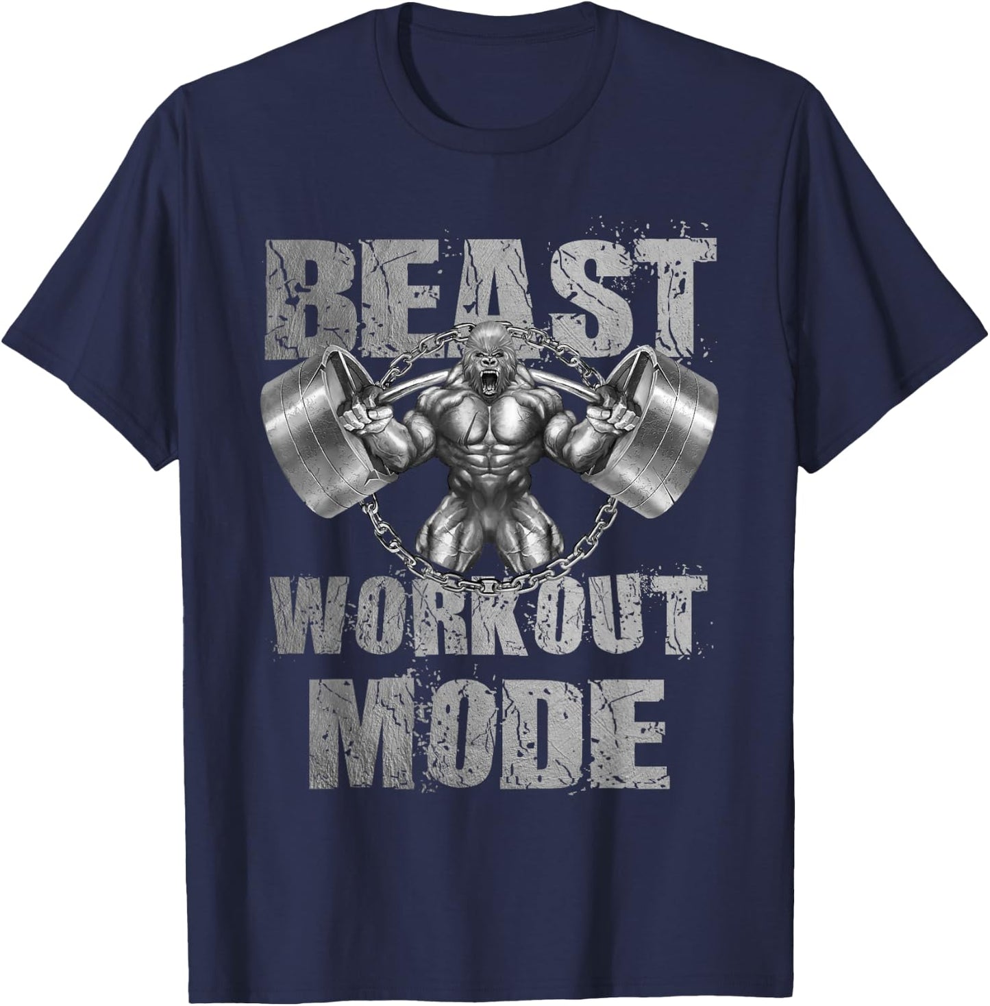 Gorilla Beast Workout Mode Lifting Weights Fitness Gym T-Shirt - T-Shirt | Navy