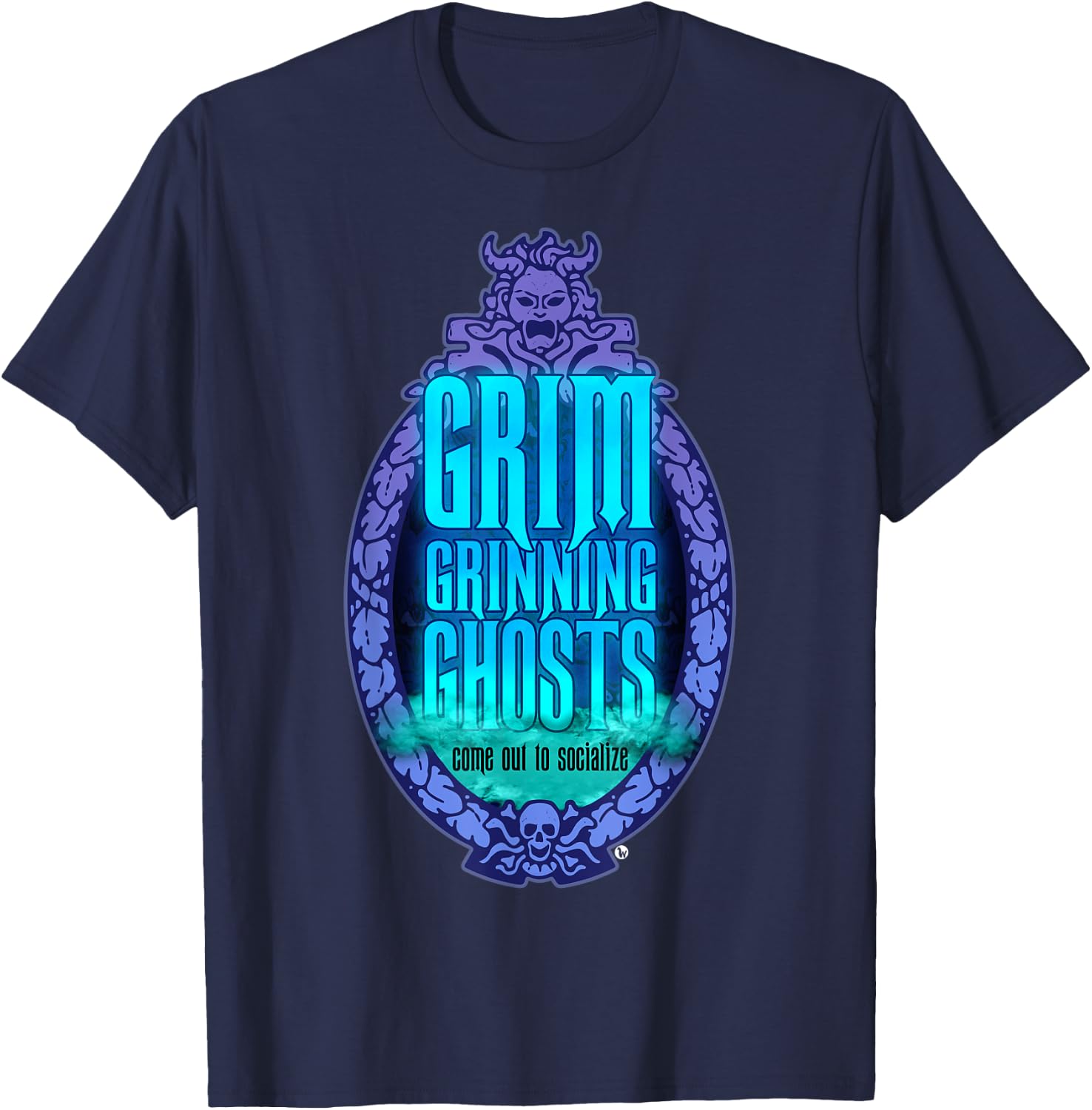 Grim Grinning Ghost Haunted Socialize & Women T-Shirt - T-Shirt | Navy