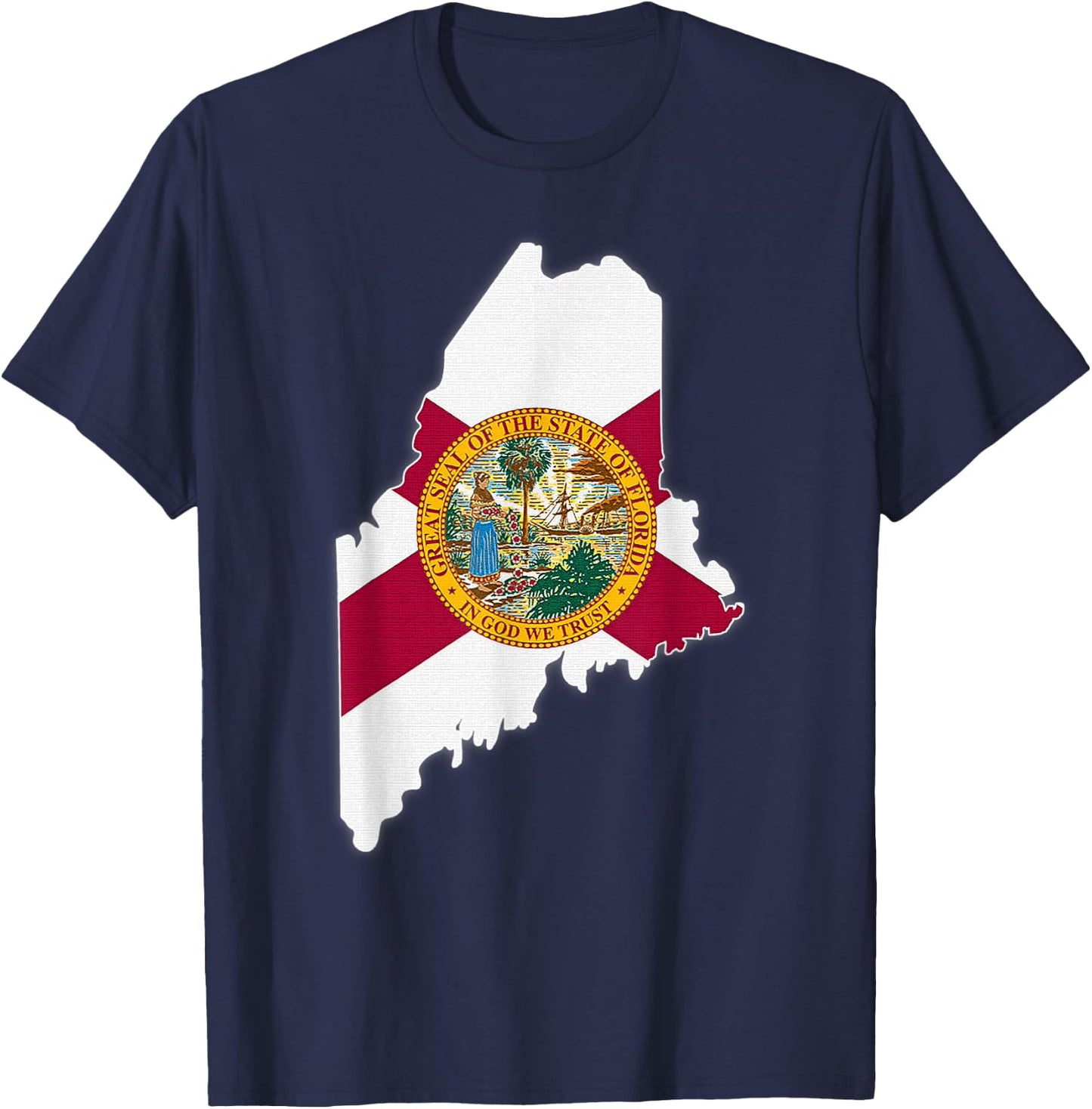 MAINE STATE MAP FLORIDA FL Flag Roots Men Women Gift T-Shirt - T-Shirt | Navy