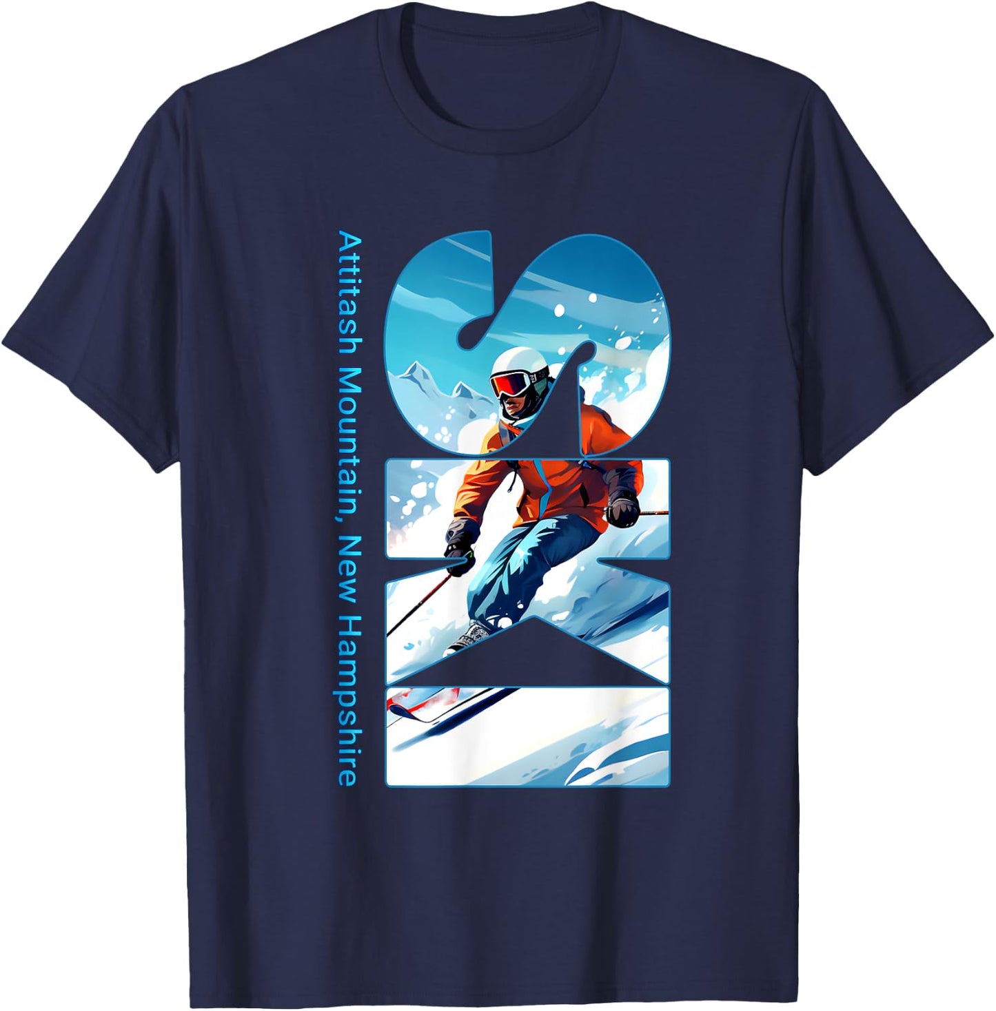 Attitash Mountain Cool Skiing Vacation Ski Outdoor Skier T-Shirt - T-Shirt | Navy