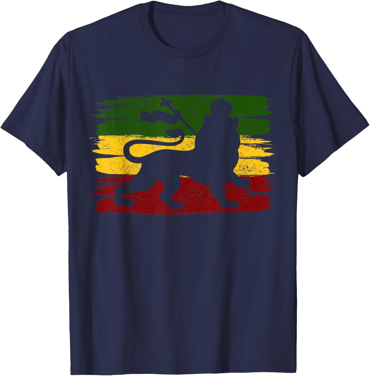 Rastafari Jamaica Reggae Music Rasta Lion of Judah T-Shirt - T-Shirt | Navy