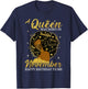 A Queen Was Born In November Birthday Afro Girl Black Women T-Shirt - T-Shirt | Navy