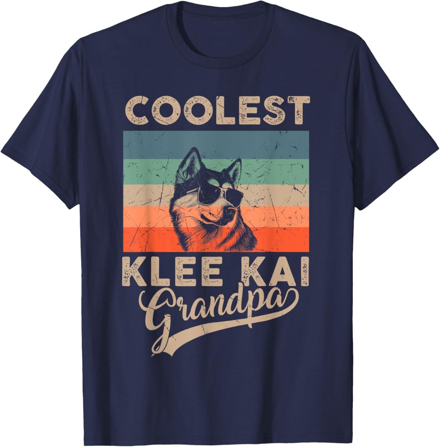 Coolest Klee Kai Grandpa Men Gifts Funny Dog Grandpa Retro T-Shirt - T-Shirt | Navy