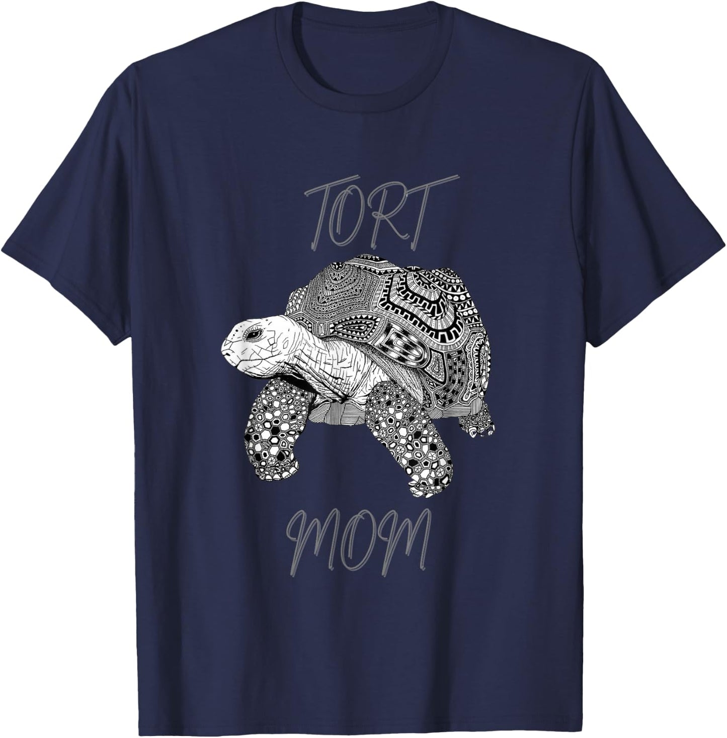 Tort Mom Sulcata African Spurred Tortoise Turtle Shell T-Shirt - T-Shirt | Navy
