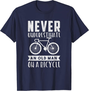 Never Underestimate An Old Man On A Bicycle T-Shirt - T-Shirt | Navy