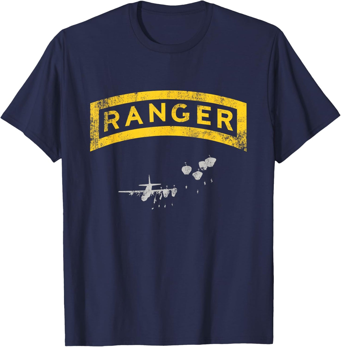 US Army Ranger Tab Airborne Ranger Military Veteran Vintage T-Shirt - T-Shirt | Navy