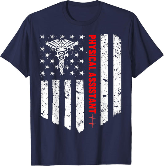 Physician Assistant American Flag Patriotic Medicine Gift T-Shirt - T-Shirt | Navy