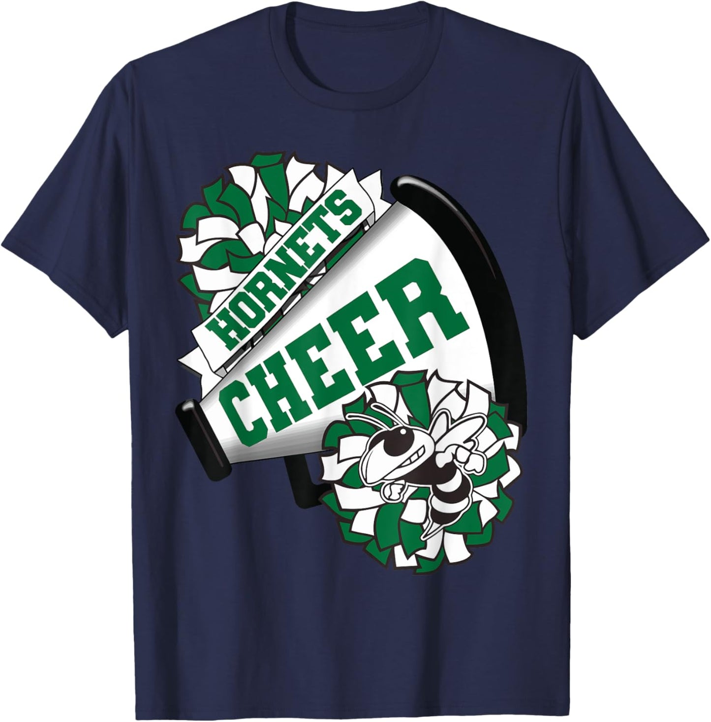 Hornets Cheer Back To School Cheerleading Spirit Green T-Shirt - T-Shirt | Navy