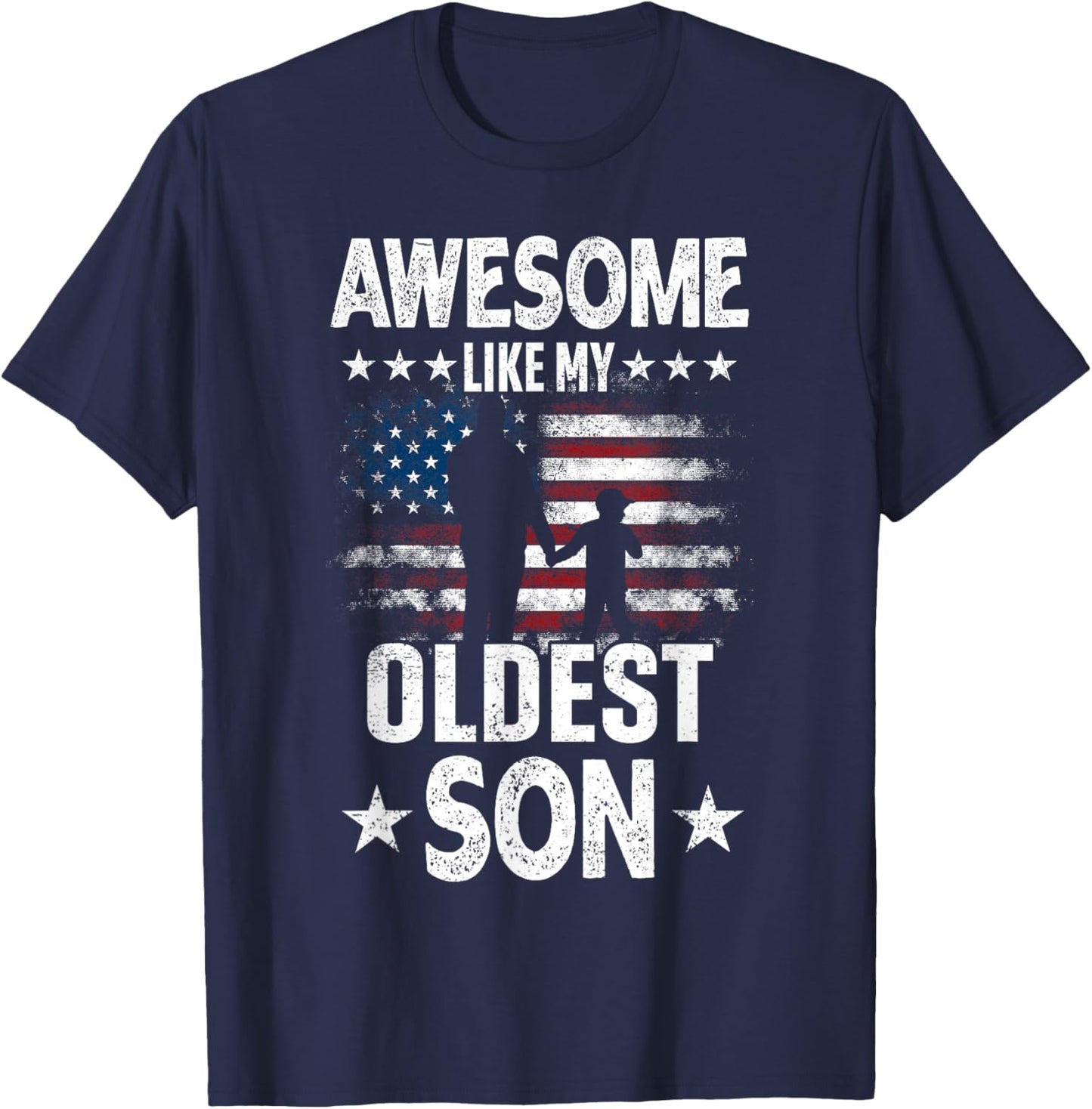 Awesome Like My Oldest Son Vintage Usa Flag Fathers Day Kids Men T-Shirt - T-Shirt | Navy