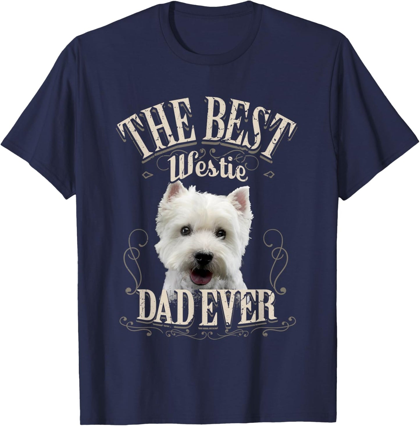 Best Westie Papa Aller West Highland White Terrier Gift T-Shirt - T-Shirt | Navy