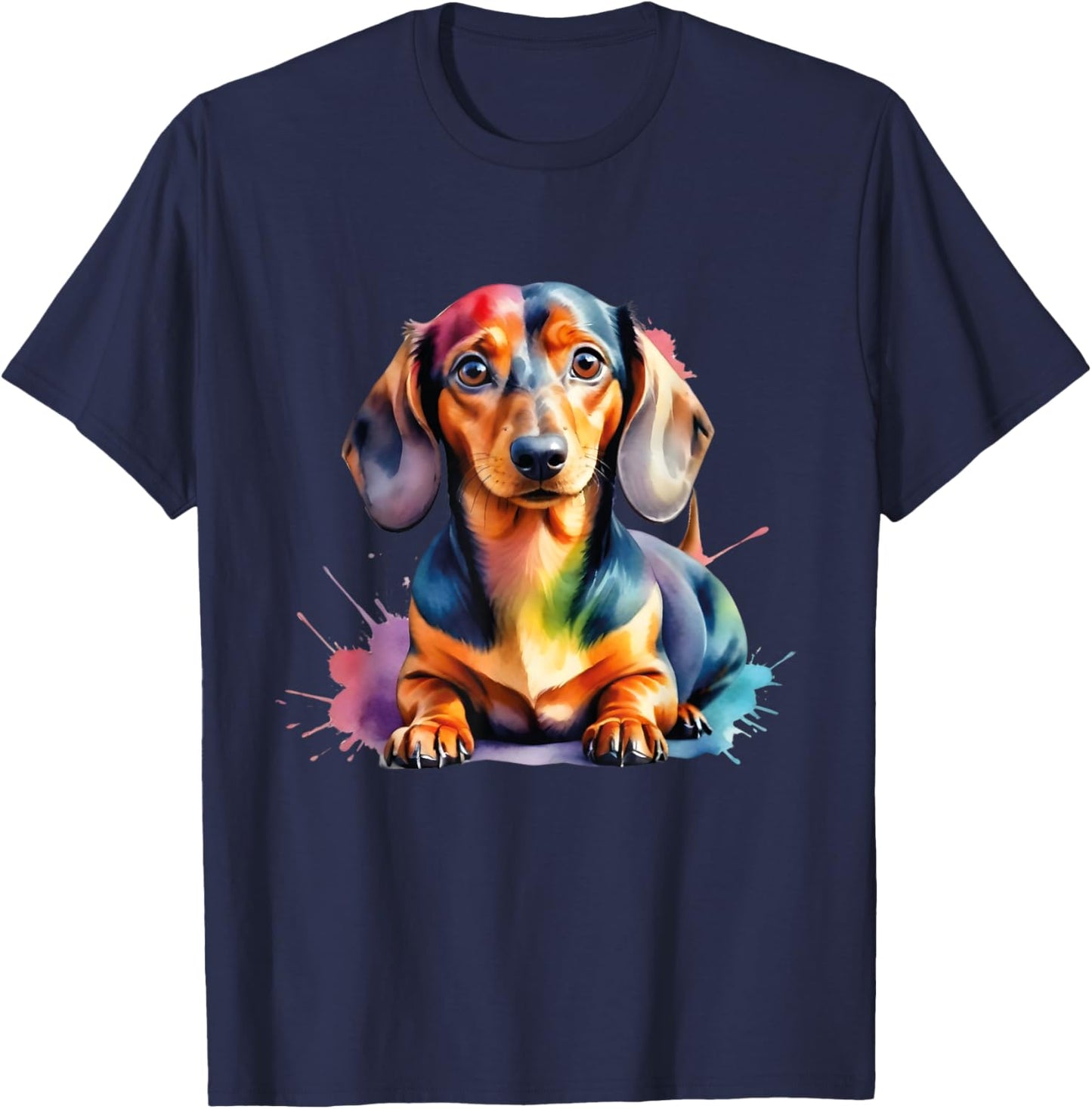 Colorful Wiener & Dachshund T-Shirt - T-Shirt | Navy