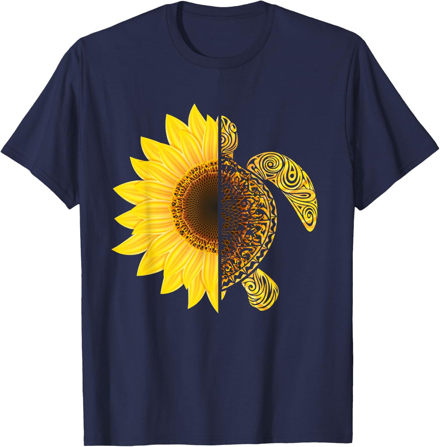 Sunflower Turtle, Save Turtles T-Shirt - T-Shirt | Navy