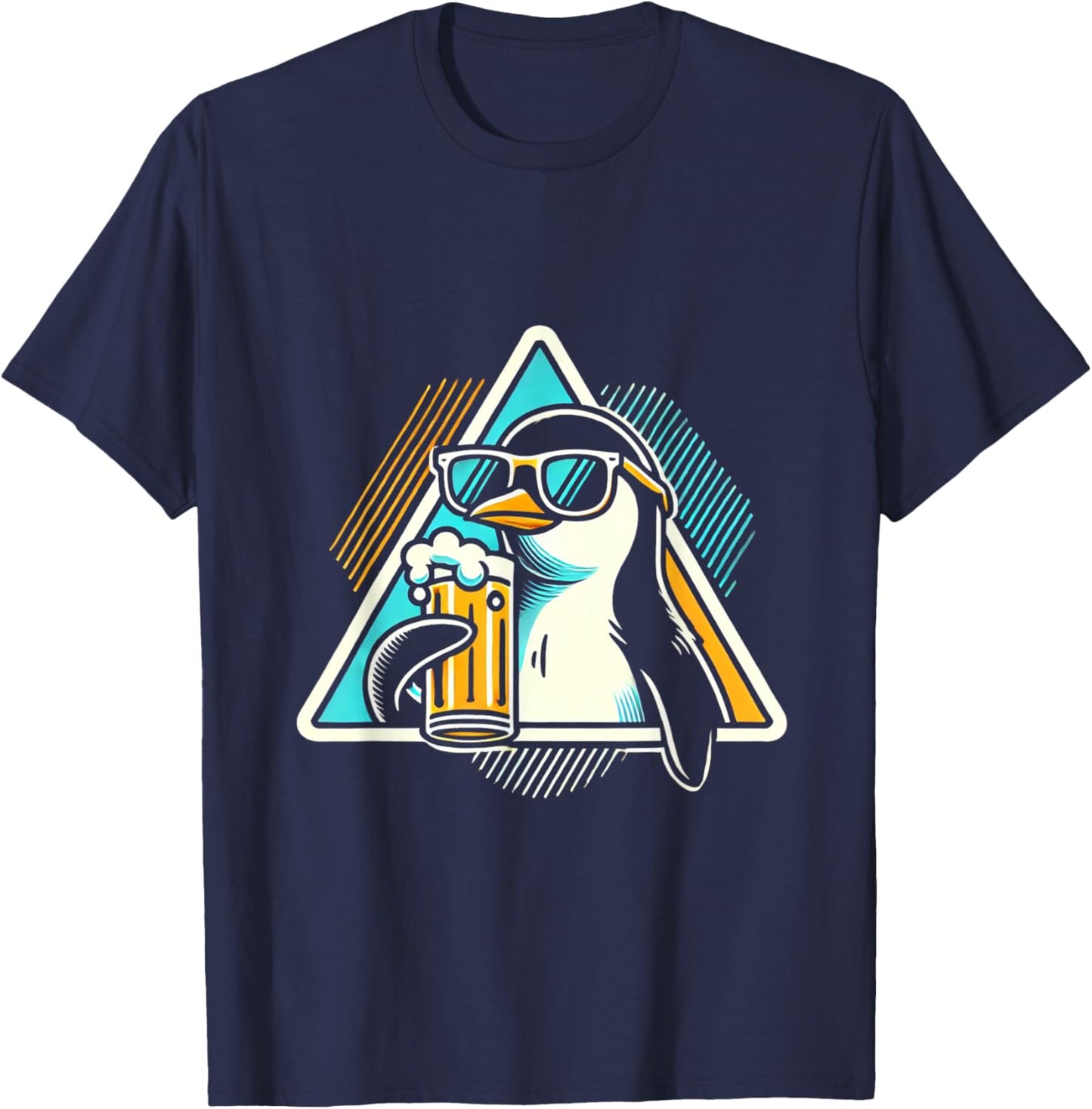 Beer Drinking Summer Holiday Sunglasses Penguin Women T-Shirt - T-Shirt | Navy