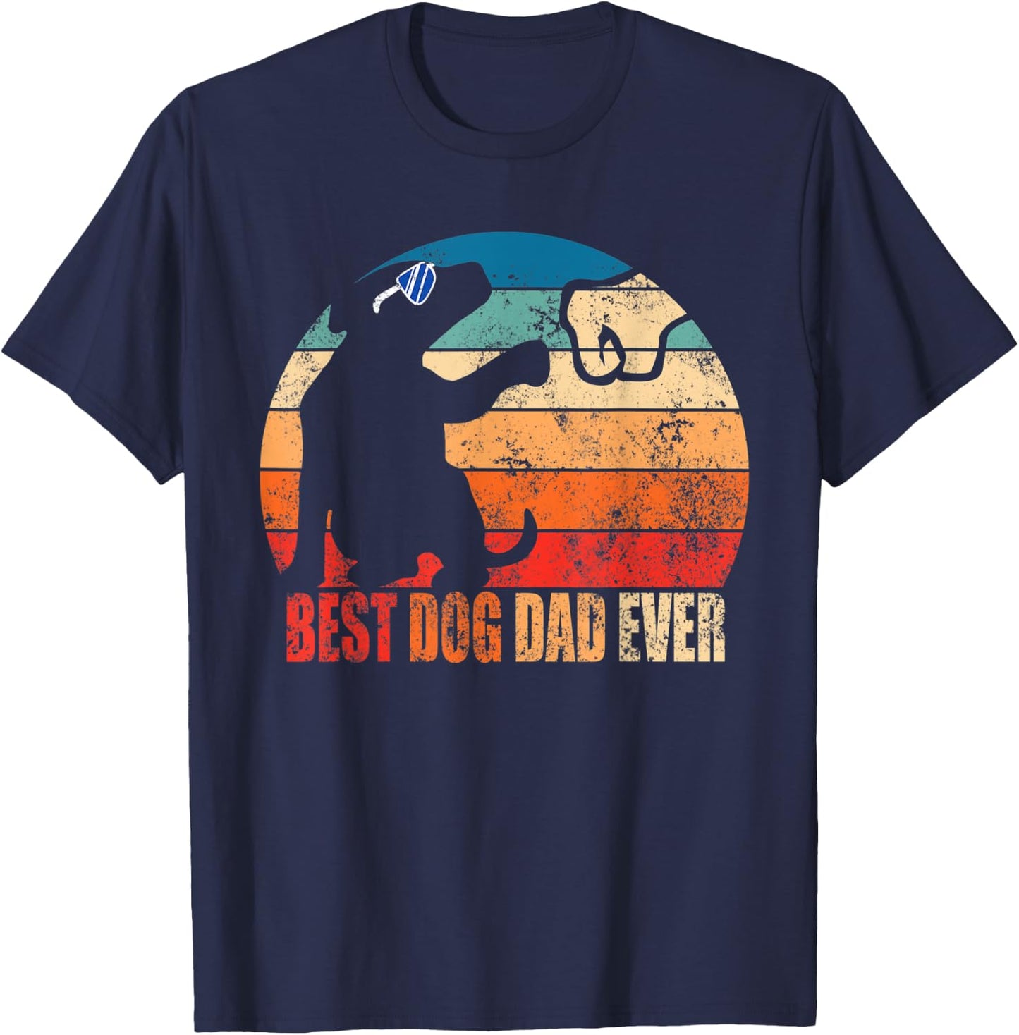 Best Dog Dad Ever Fist Bump Retro Daddy Gift Son Daughter Men Women Kids T-Shirt - T-Shirt | Navy