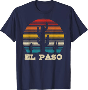El Paso Texas Cactus Vintage Retro Desert Souvenir Gift T-Shirt - T-Shirt | Navy