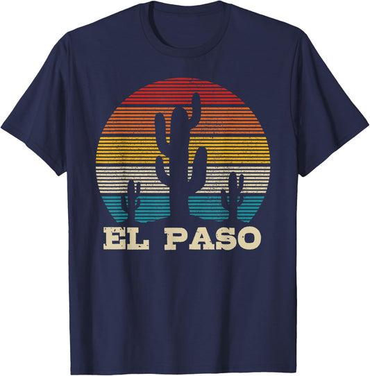 El Paso Texas Cactus Vintage Retro Desert Souvenir Gift T-Shirt - T-Shirt | Navy