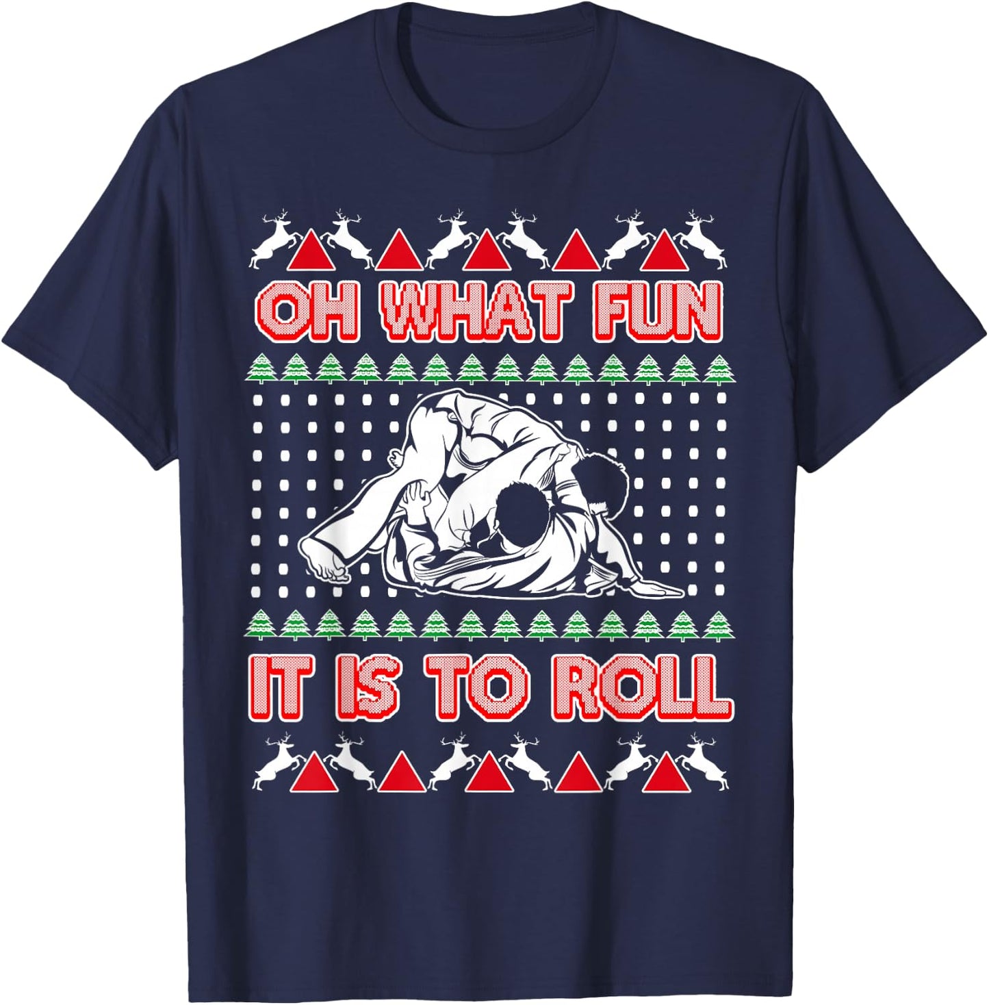 Jiu Jitsu BJJ Ugly Christmas Sweater MMA Funny Xmas T-Shirt - T-Shirt | Navy