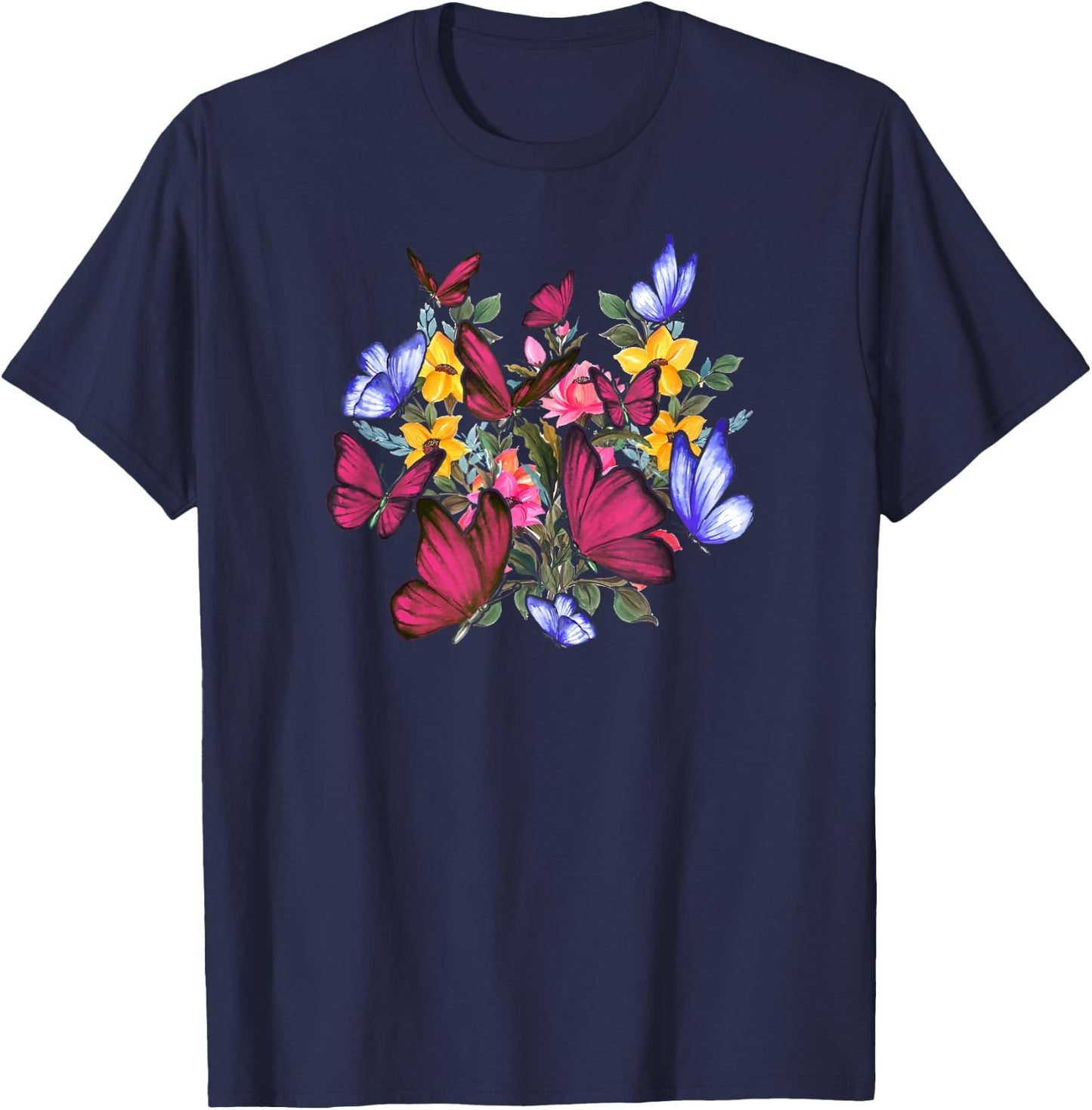 Colorful Cute Butterfly - Butterflies T-Shirt - T-Shirt | Navy