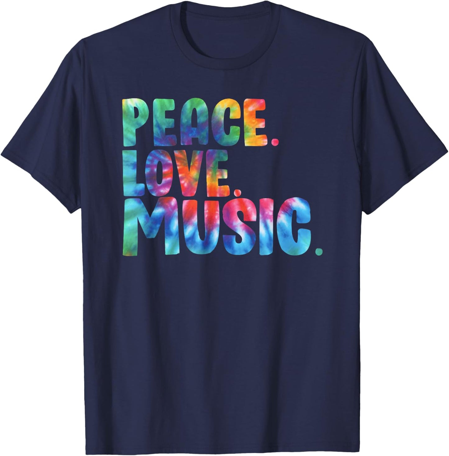 Peace Love Music Tie Dye T-Shirt - T-Shirt | Navy