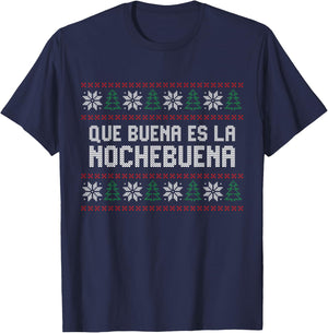 Puerto Rico Ugly Sweater for Christmas, Nochebuena T-Shirt - T-Shirt | Navy