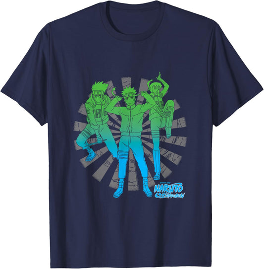 Naruto Shippuden Naruto Rock Lee Kakashi Anime T-Shirt - T-Shirt | Navy