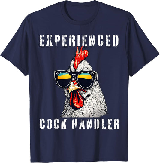 Experienced Cock Handler Funny Rooster T-Shirt - T-Shirt | Navy