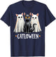 Catloween Cute Ghost Cats and Black Cat Halloween T-Shirt - T-Shirt | Navy