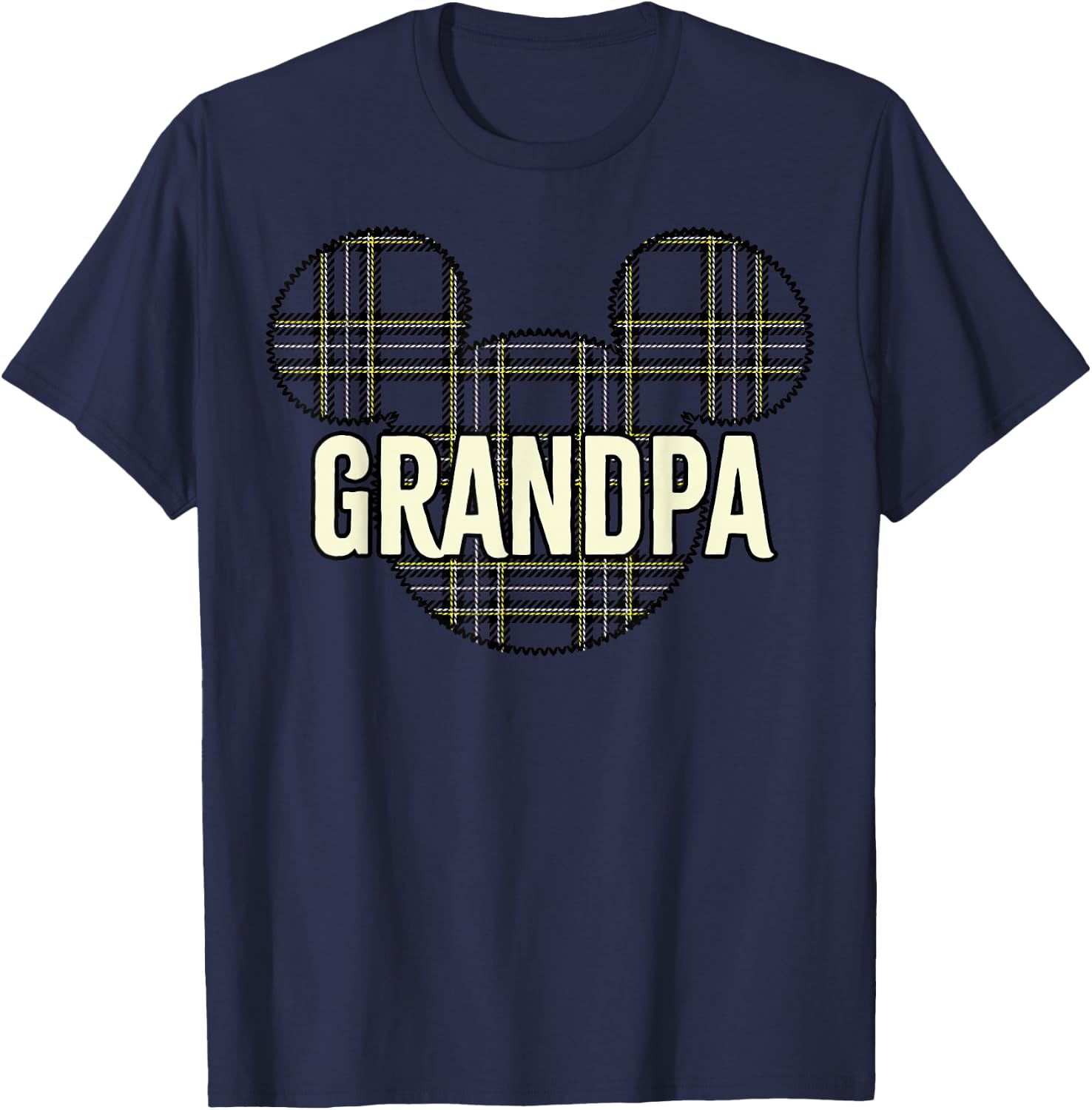Disney Mickey and Friends Christmas Plaid Mickey Grandpa T-Shirt - T-Shirt | Navy