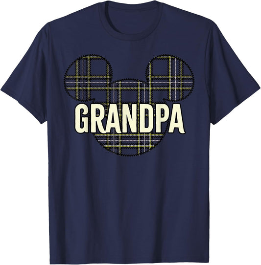 Disney Mickey and Friends Christmas Plaid Mickey Grandpa T-Shirt - T-Shirt | Navy
