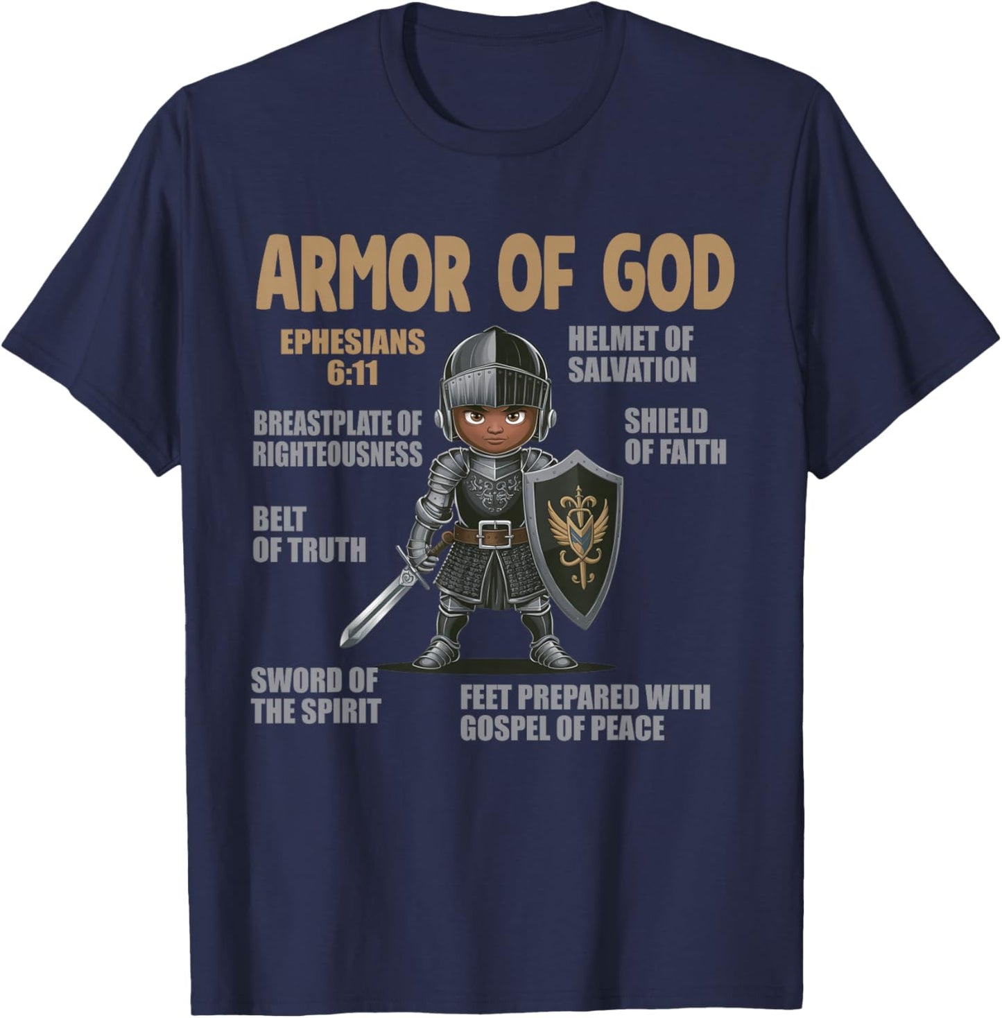 Black Kids Put On The Full Armor Of God Bible Chapters T-Shirt - T-Shirt | Navy