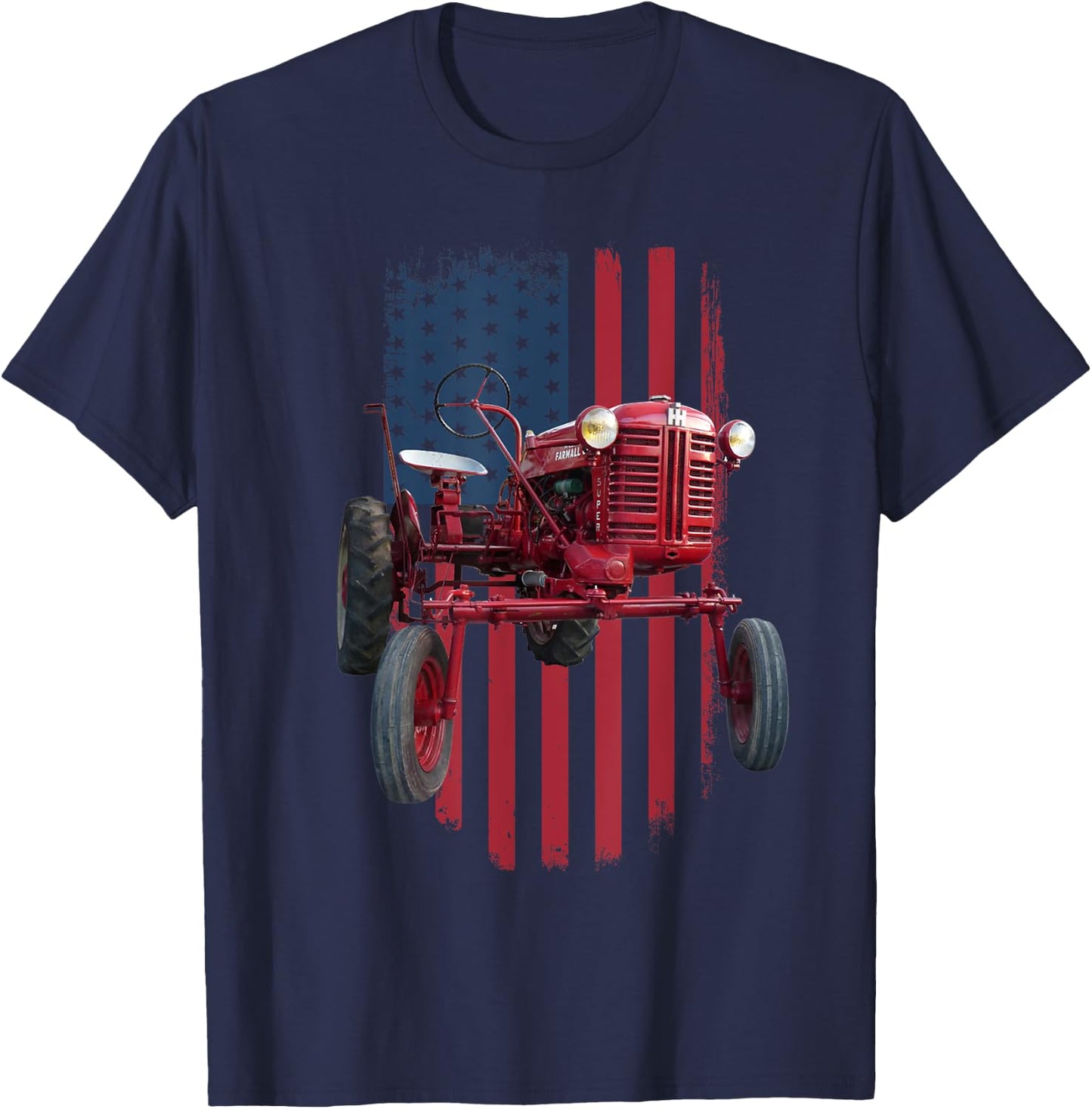 Patriotic Vintage Cub Farm Tractor American Flag USA Pride Men T-Shirt - T-Shirt | Navy