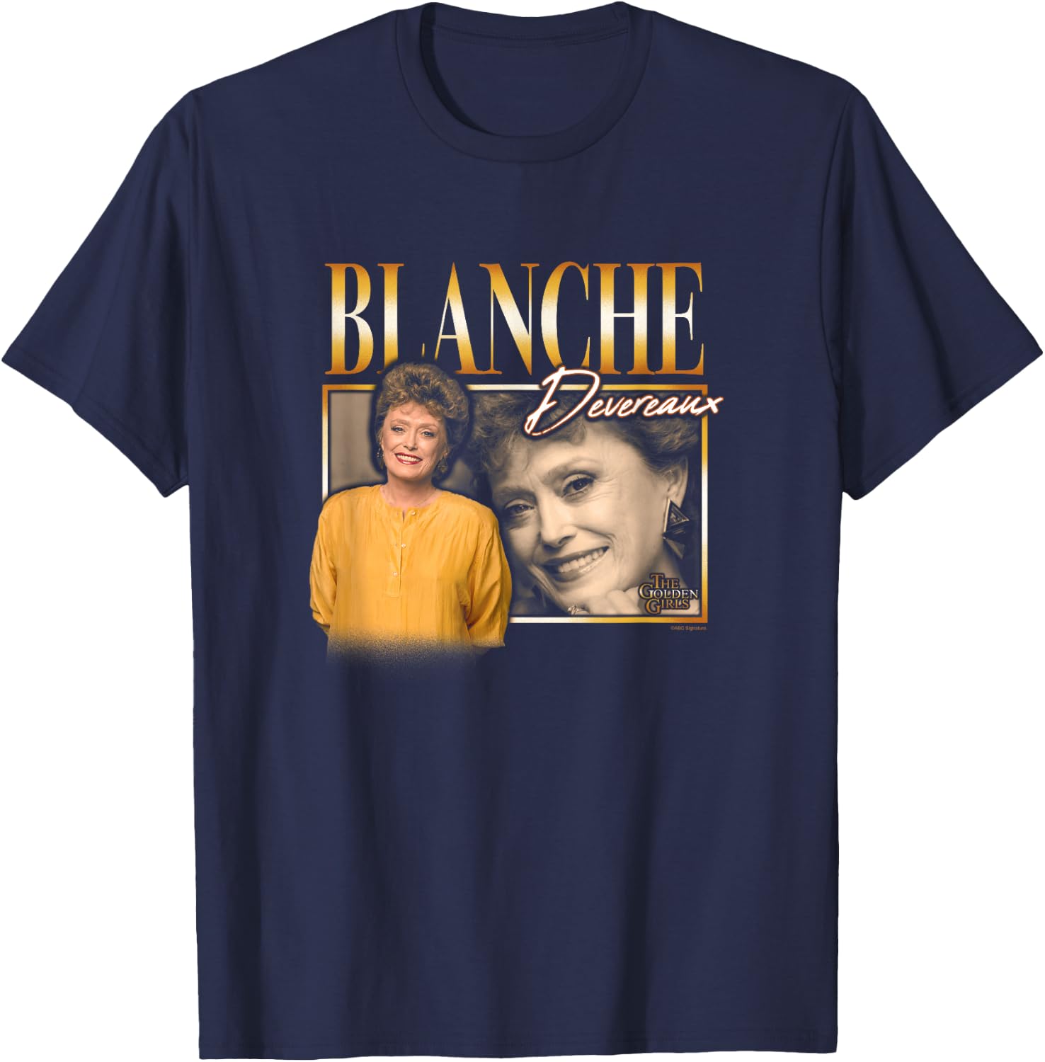 The Golden Girls Iconic Blanche Devereaux 90s Retro Portrait T-Shirt - T-Shirt | Navy