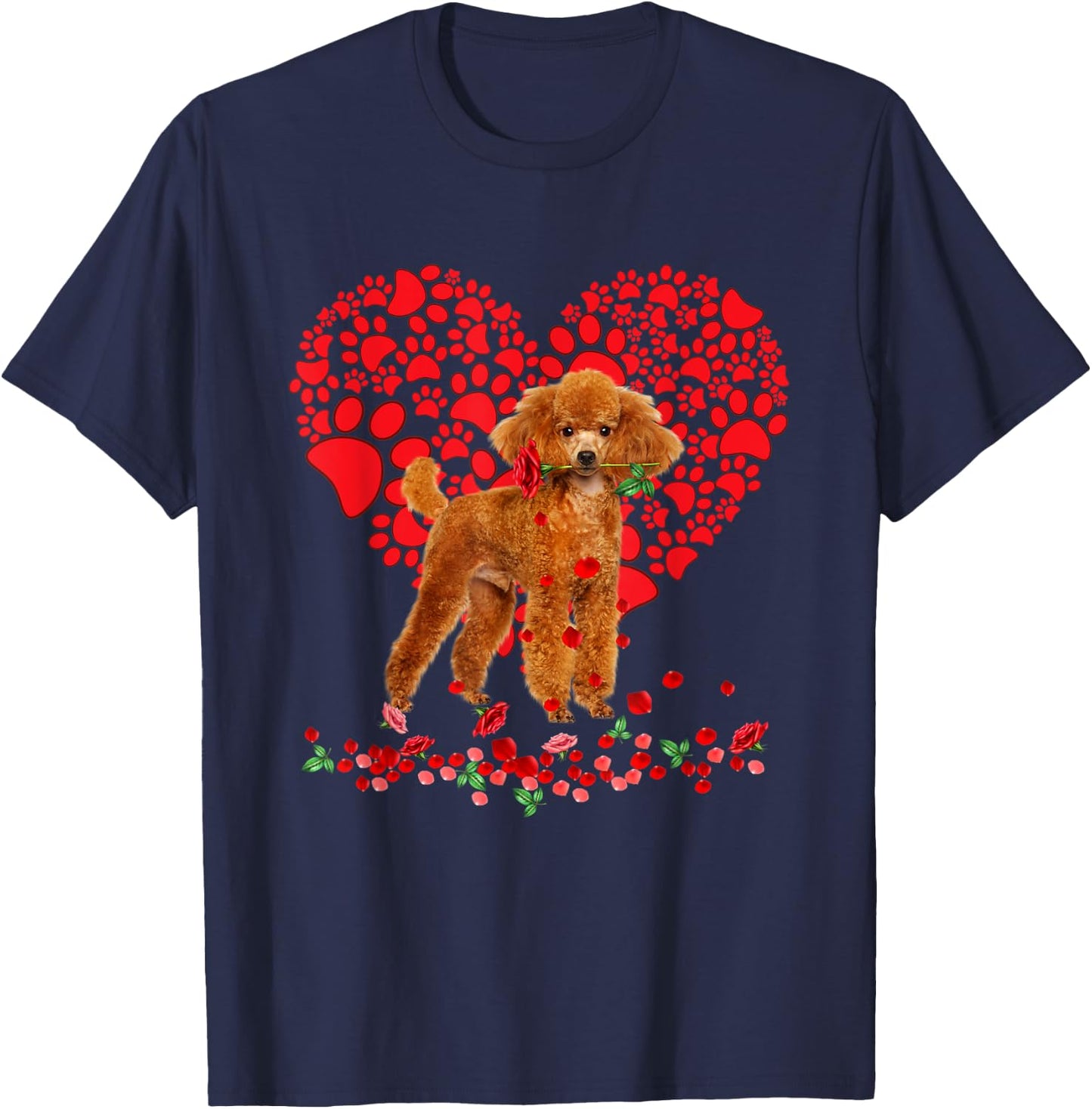 Valentines Poodle Heart Dog Dad Dog Mom Gifts T-Shirt - T-Shirt | Navy