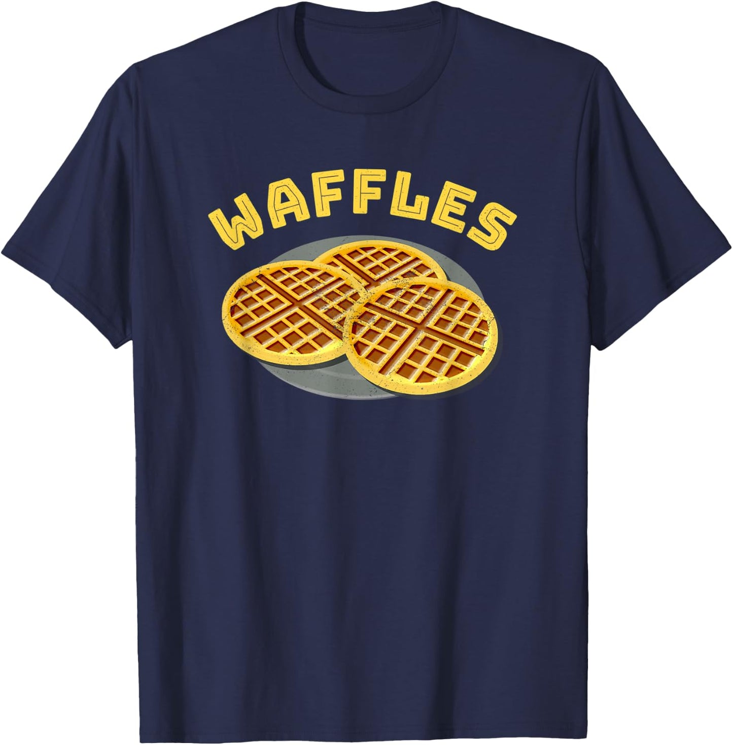 Chicken Waffles Funny Halloween Couple Costume Waffles Half T-Shirt - T-Shirt | Navy