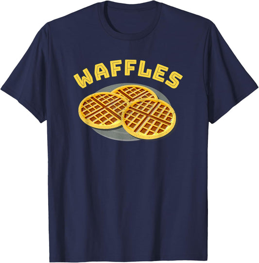 Chicken Waffles Funny Halloween Couple Costume Waffles Half T-Shirt - T-Shirt | Navy