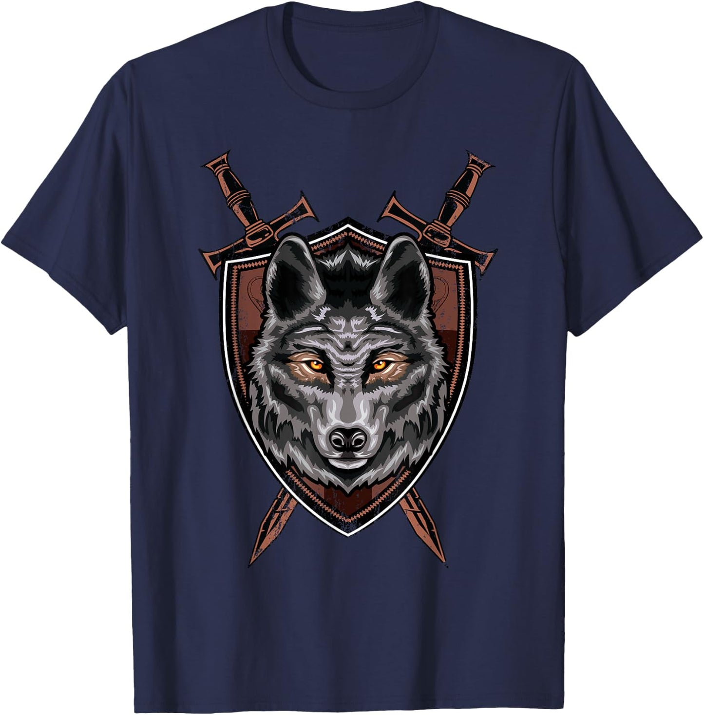 Wolf Sword Shield Renaissance Medieval Knight House Sigil T-Shirt - T-Shirt | Navy