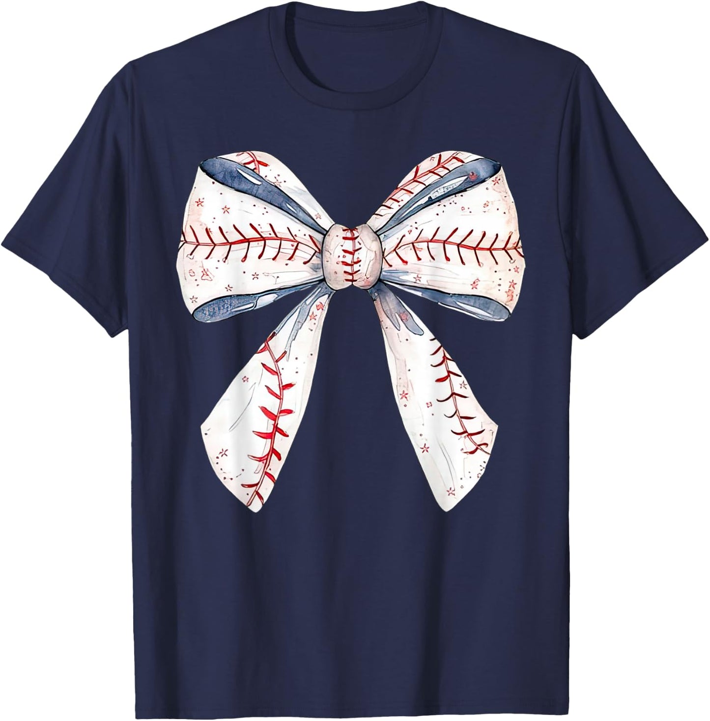 Baseball Mom Coquette Bow Mothers Day Baseball Mama T-Shirt - T-Shirt | Navy