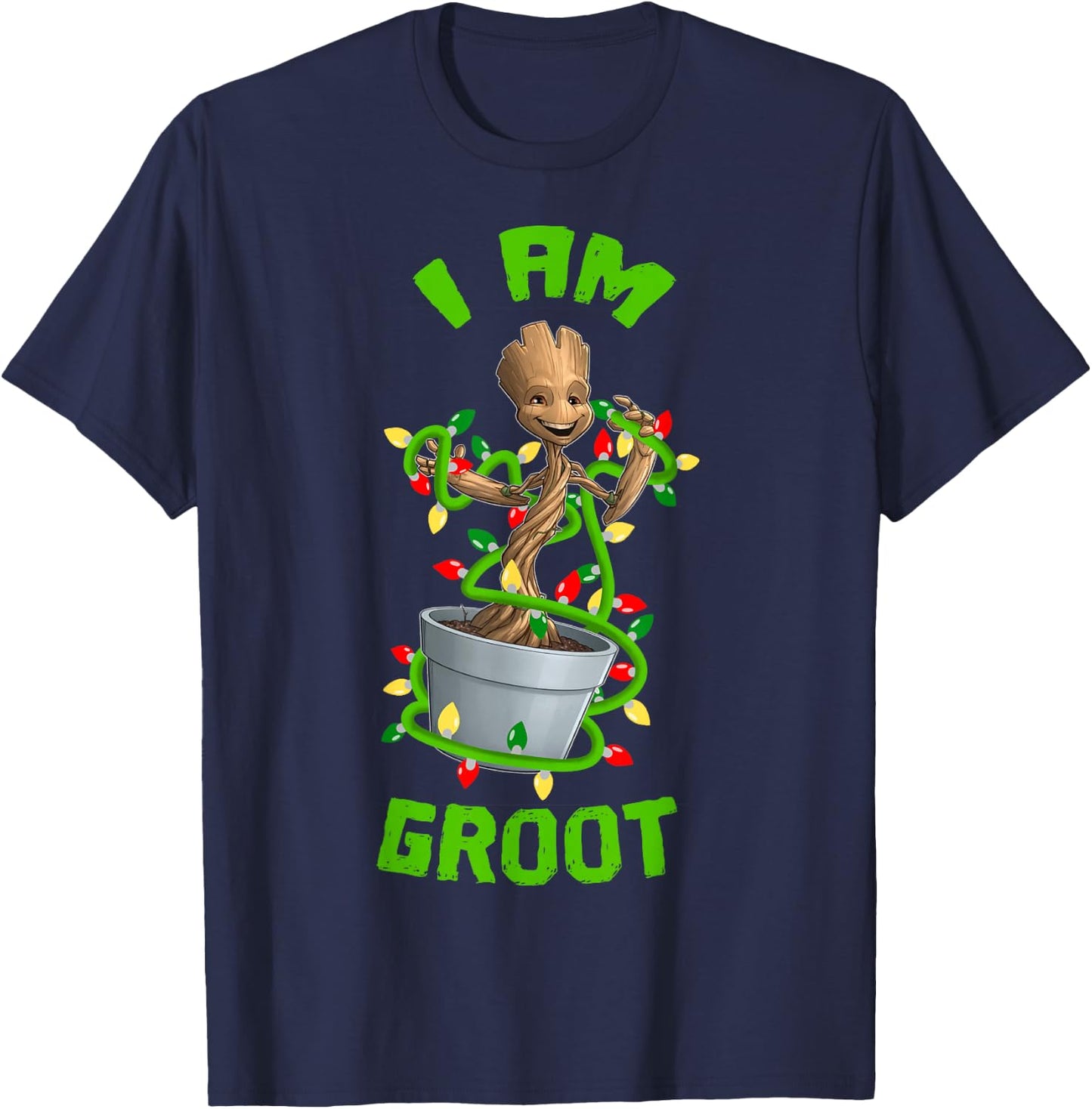 Marvel Christmas I Am Groot Cartoon T-Shirt - T-Shirt | Navy
