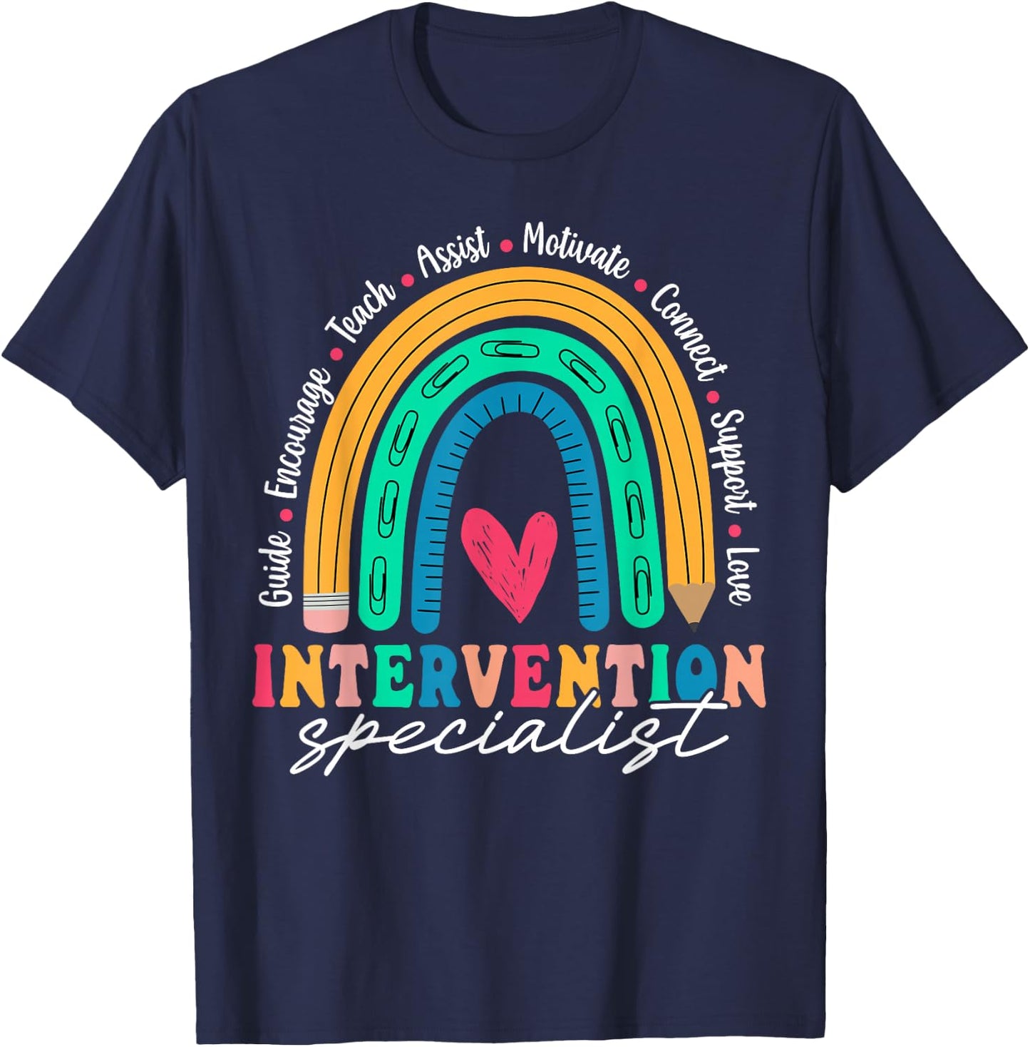 Intervention Specialist Appreciation Rainbow T-Shirt - T-Shirt | Navy