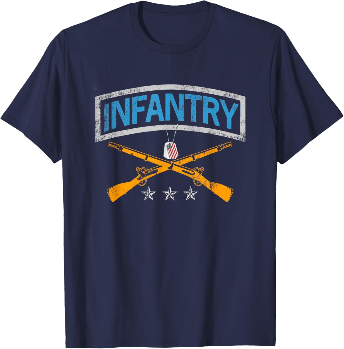 US Flag Infantry Veteran Fort Benning University Vintage Men T-Shirt - T-Shirt | Navy