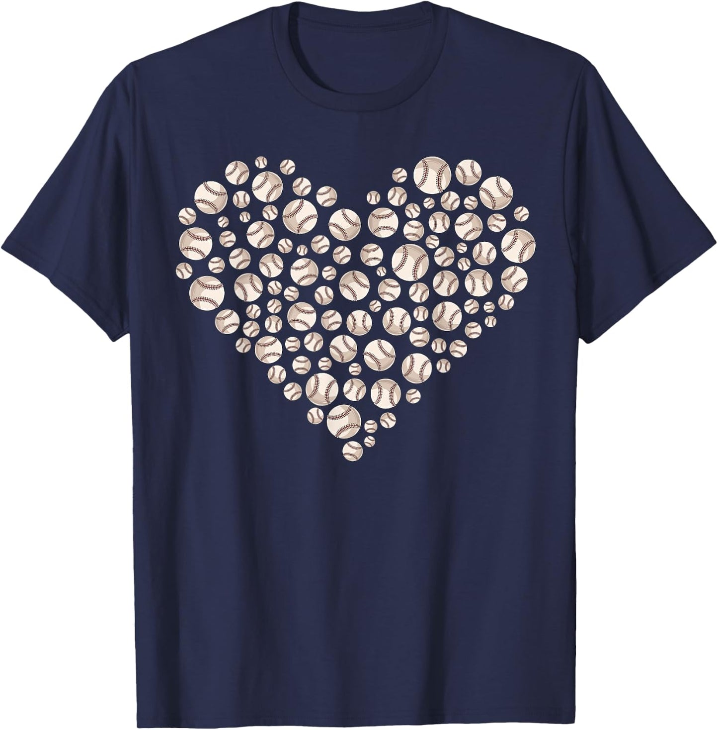 Valentine Baseball Heart Valentines Day Baseball Lover T-Shirt - T-Shirt | Navy