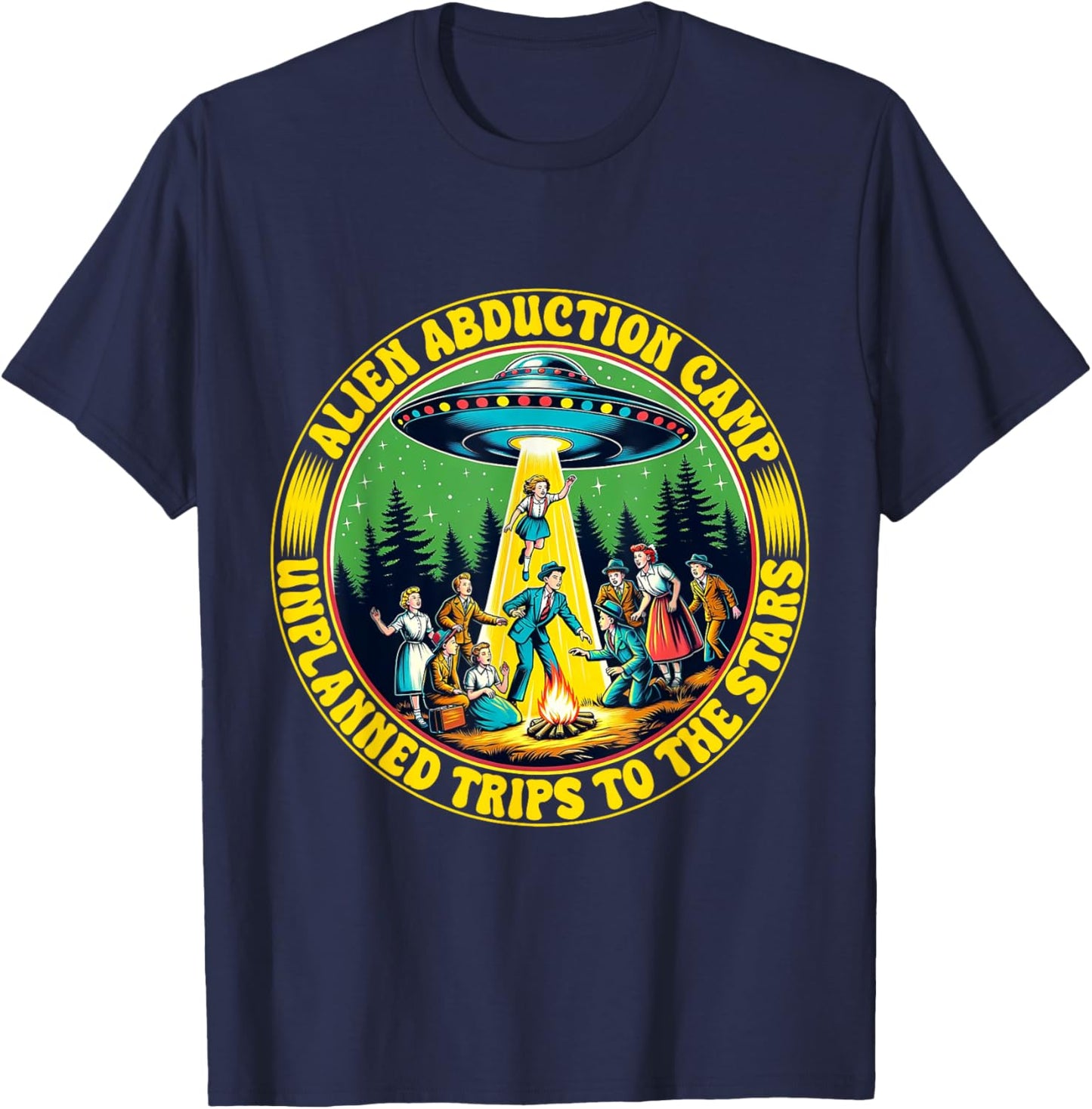 Alien Abduction Camp Shirt Vintage Retro UFO Funny Camper T-Shirt - T-Shirt | Navy