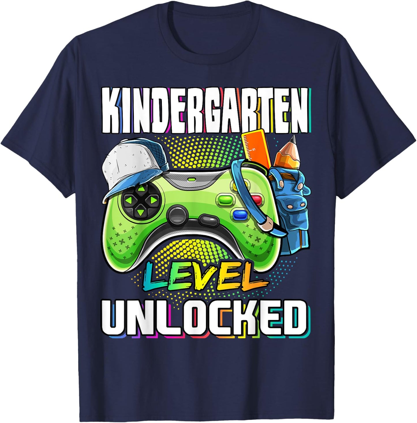 Kindergarten Level Unlocked Video Game Back to School Boys T-Shirt - T-Shirt | Navy