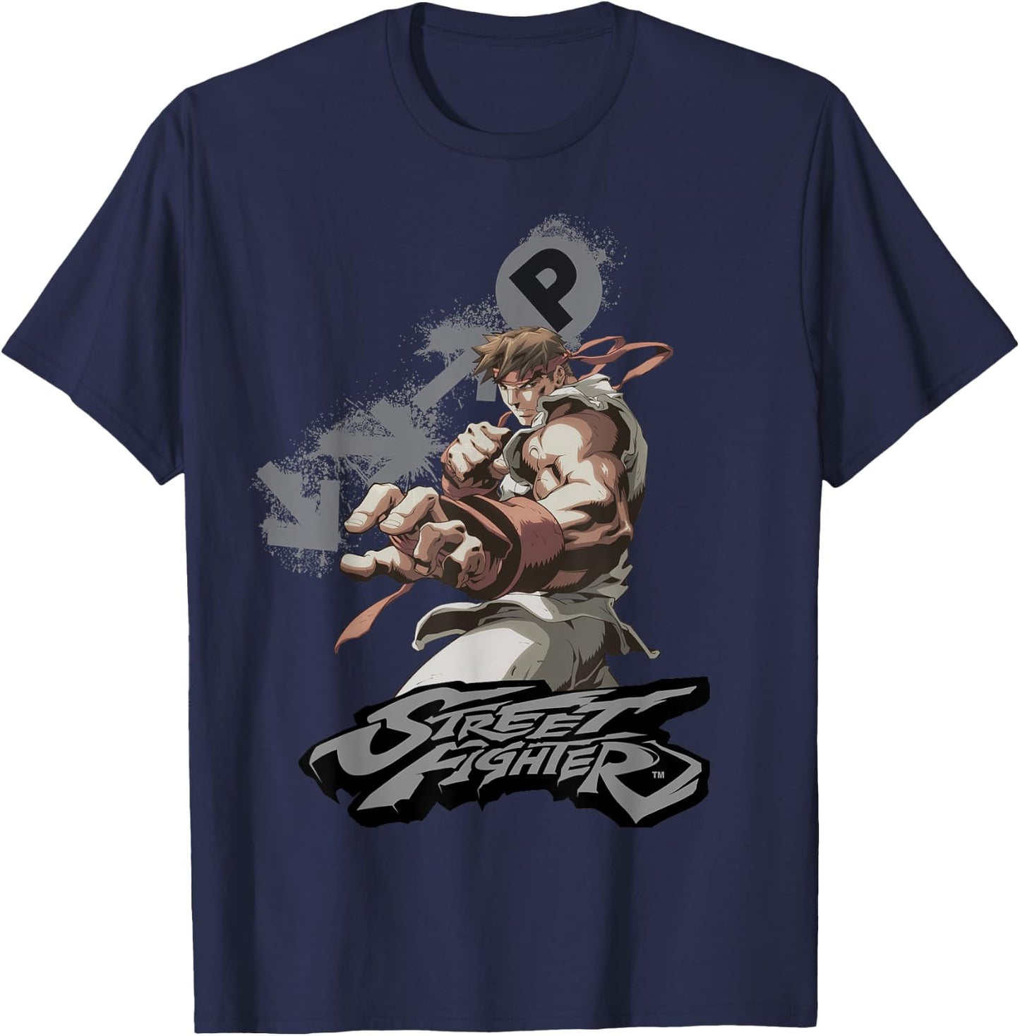 Street Fighter Ryu Portrait Fireball Epic Showdown Gamer T-Shirt - T-Shirt | Navy