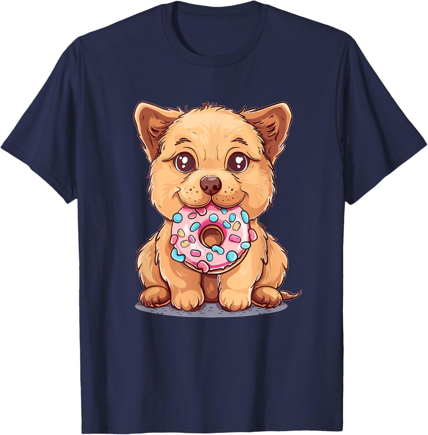 Cute Dog With Donut I Kids Dog T-Shirt - T-Shirt | Navy