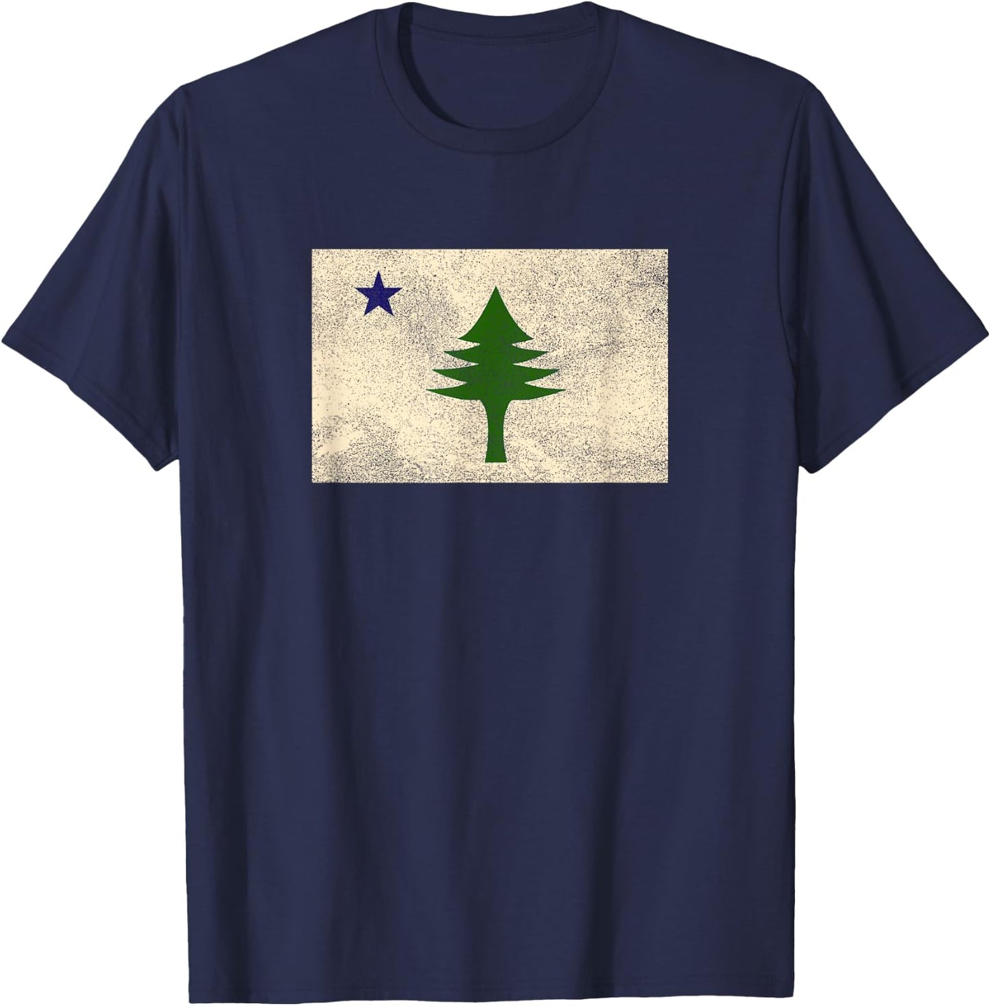 Old Maine State Flag Pine Tree 1901 Dirigo Vintage Retro T-Shirt - T-Shirt | Navy