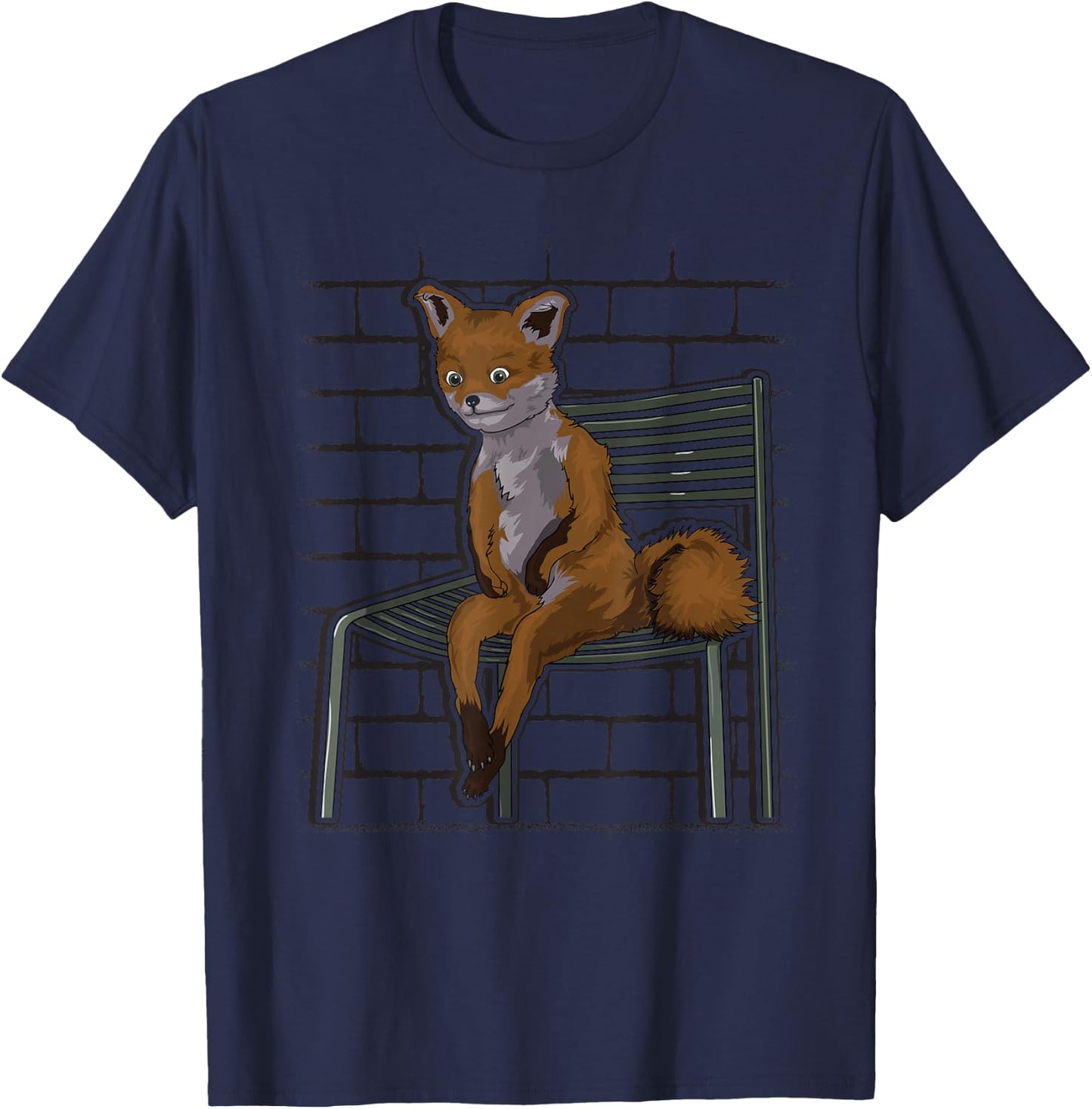Awkward Sitting Fox Dank Meme T-Shirt - T-Shirt | Navy