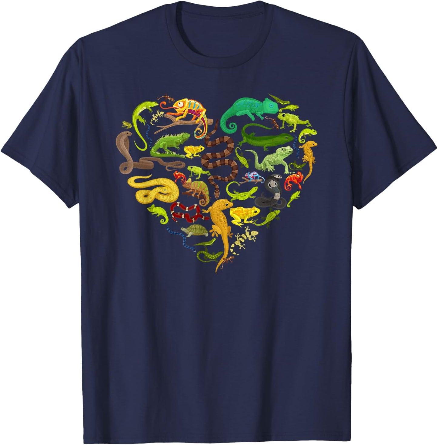 Reptile Heart Snake Lizard T-Shirt - T-Shirt | Navy