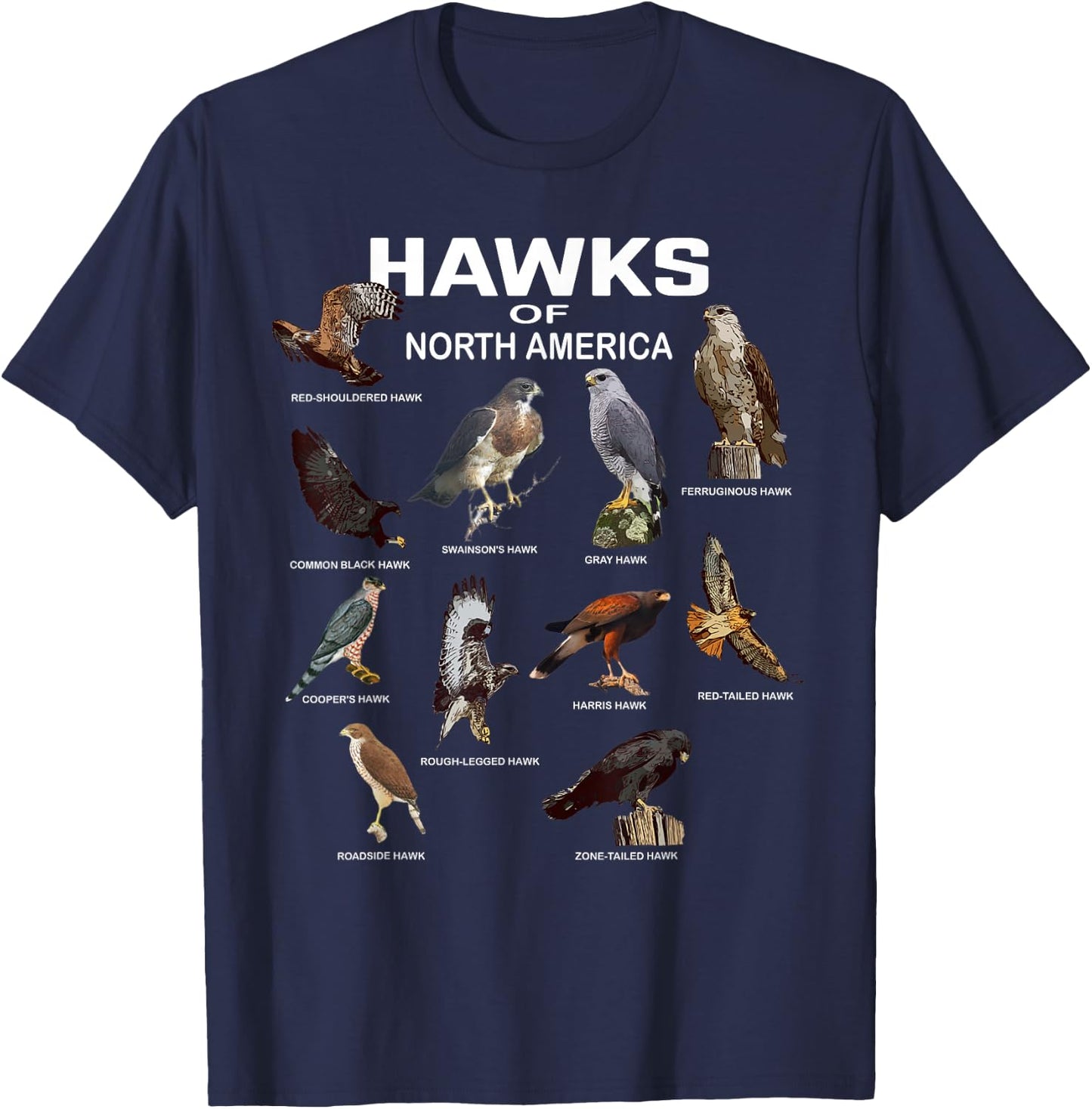 Hawks North America Red-Tailed Roadside Gray Hawk T-Shirt - T-Shirt | Navy